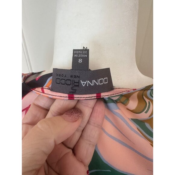 Floral Pink Orange Tie-Front Sheer Cropped Top Size 8 By Donna Ricco New York - Picture 5 of 5